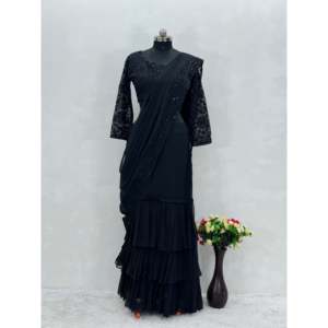 Beau Prêt-à-porter Lehenga avec détail à volants pour les fêtes - Product Image 6