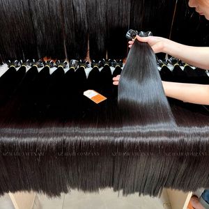 Tendance chaude Super Double Os Cheveux Raides De Couleur Naturelle Pour Faire Perruque Armure De Cheveux Humains Extensions De Cheveux Humains Soyeux - Product Image 3