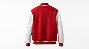 Chaqueta Varsity Roja para Hombre con Mangas Blancas, Cierre de Botones Frontales, Estilo Preppy, Ropa de Abrigo para Otoño - Product Image 2