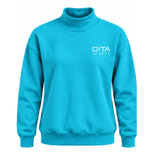 Sudadera de cuello alto azul turquesa para mujer, personalizada con estampado frontal, manga larga, estilo oversize, forro polar, informal, para invierno - Product Image 1