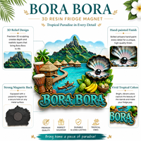 Aimant de réfrigérateur 3D en résine personnalisé, souvenir de la plage de Bora Bora, autocollant magnétique tropical