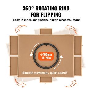 Tavolo per Puzzle in Legno da 1500 Pezzi con 6 Cassetti, Organizzatore Rotante per Puzzle 34x26 Pollici, Accessori per Puzzle, Copertura per Tavolo - Product Image 4