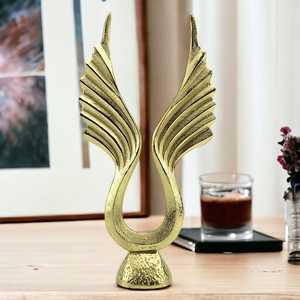 Jaffs Exports 46cm H X 9.5cm W X 23.5cm LGold Plated Aluminium Abstract Wing Sculpture Contemporary Art Decor Handmade - Product Image 5