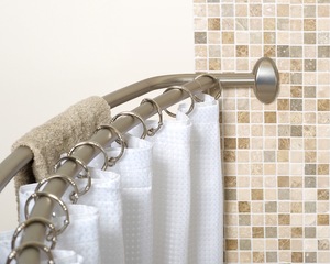 Barre de douche double courbée réglable en acier inoxydable pour salle de bain - Product Image 1