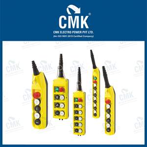 Control de grúa de alta calidad CMK Station DualSpeed para grúas EOT con 2 a 14 botones pulsadores con parada de emergencia, fabricado en India. - Product Image 1
