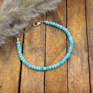 Natural Amazonite Faceted Rondelle <b>Beaded</b> <b>Bracelet</b> 925 Sterling Silver Lobster Clasp Handmade Gemstone Jewelry Engagement - Product Image 2