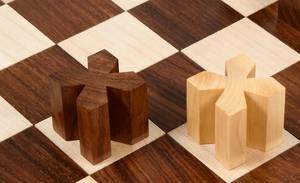 Jeu d'échecs abstrait géométrique Bauhaus 1924 reproduit, en bois de Sheesham et de buis, avec un roi de 1,9 pouce, au meilleur prix - Product Image 2