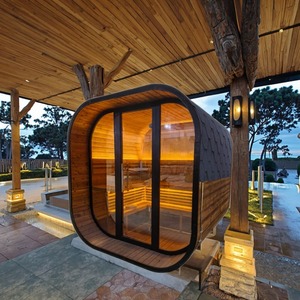 Sauna de barril para 6 personas para exteriores - Vidrio panorámico y calentador ETL - Product Image 2
