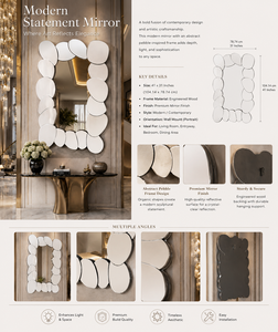 Espejo de Pared con Diseño de Burbujas, Espejo Decorativo Rectangular para Baño, Dormitorio, Sala de Estar, Moderno |   Elegante Soporte de Pared de 41*31 Pulgadas - Product Image 3