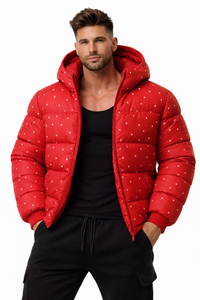 Chaqueta Acolchada Roja con Capucha para Hombre, Abrigo de Invierno Ligero, Ropa Casual de Calle, Prenda Exterior Cálida, Venta al Por Mayor - Product Image 3