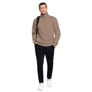 Sudadera Casual de Forro Polar con Cierre de Cremallera de un Cuarto para Hombre, Corte Regular, Color Sólido, Cuello Camisero - Product Image 3