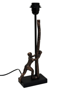 Base de lampe de table en bronze antique avec figurine d'homme grimpeur - Lampe de bureau industrielle en résine - Support de lampe de chevet décoratif sculptural 15 pouces - Product Image 4