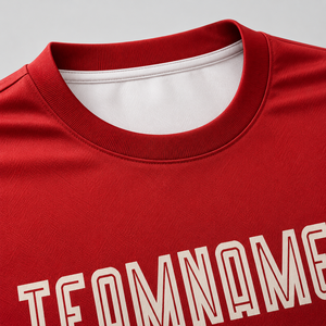 Men Red Long Sleeve Soccer Jersey Crew Neck Moisture Wicking Polyester Sublimated Print Team Name Front <b>Cheap</b> price OEM - Product Image 6