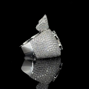 Anillo de Dólar con Diamantes Moissanite, Plata de Ley 925, Bañado en Rodio, Unisex, Estilo Hip Hop, Anillo de Lujo para Regalo de Aniversario - Product Image 5