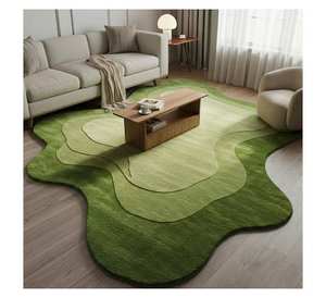 Tapis vert à motif personnalisé, 100% laine, tufté à la main, tapis ondulé biologique pour projets d'intérieur de luxe, tapis de sol doux - Product Image 3