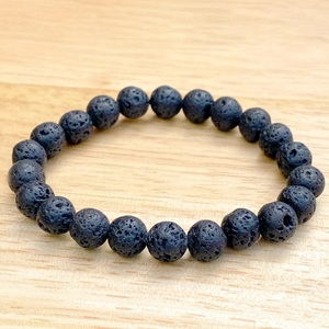 Bracelet en pierre de lave naturelle, bracelet perlé en pierre de lave noire pour la guérison, bijoux énergétiques Reiki, vente en gros, 8mm - Product Image 2
