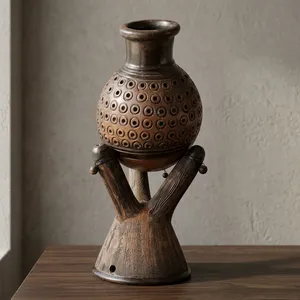 Décoration d'intérieur artisanale en terre cuite naturelle, pièce décorative rustique en céramique pour salon, chambre, cuisine, table - Product Image 6