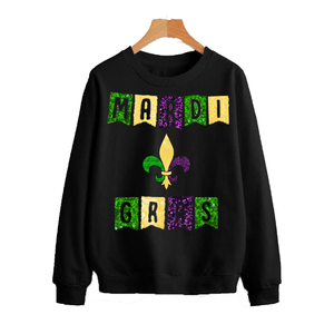 Sudadera Extra Grande de Algodón Personalizada para Mujer, Cuello Redondo, Transpirable, con Diseño de Lentejuelas Bordadas y Parches, Forro de Manga Larga, 2 Colores - Product Image 5