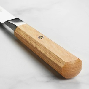 Couteau Santoku professionnel en acier inoxydable, couteau de cuisine avec manche en bois, 8 pouces, ambidextre, passe au lave-vaisselle, moderne, logo OEM personnalisé - Product Image 2