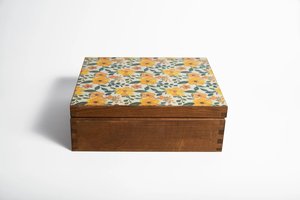 Handcrafted Wooden Printed <b>Keepsake</b> <b>Box</b> Yellow Floral Storage <b>Box</b> Decorative Jewelry Organizer <b>Box</b> Square Wood Storage - Product Image 6