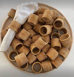 Anneau de serviette en rotin tressé, fait main sur mesure, article de table pour hôtels et cantines, avec fournisseur en gros - Product Image 1