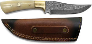 Couteau de chasse personnalisable en acier inoxydable avec couteau à dépecer incurvé fait main confortable et manche en os, et étui en cuir - Product Image 4