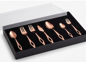 Modern Rose <b>Gold</b> Flatware Set With Mirror Polish Spoon Fork Knife Dishwasher Safe Wedding Dining <b>Utensils</b> - Product Image 6