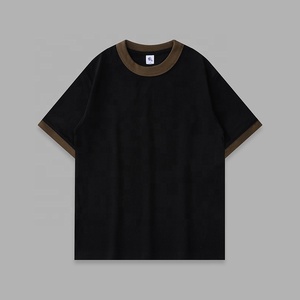 เสื้อยืดคอกลมแขนสั้นผ้าคอตตอน 100% หนัก 320 กรัม สไตล์ลำลองแนวสตรีทแวร์ พร้อมปกและปลายแขนเสื้อแบบตัดกัน สำหรับผู้ชายและผู้หญิง - Product Image 6