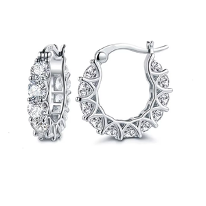 1.1 Carat 14K Gold Round White Diamond Huggie Hoop <b>Earrings</b> for Women | Classic Luxury Engagement Bridal <b>Fine</b> Jewelry Gift - Product Image 3