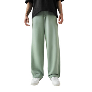 กางเกงวอร์มผู้ชายทรงหลวมผ้าฝ้ายฟลีซเนื้อหนา กันยับ ขากว้าง เอวกลาง มีเชือกผูก เบาสบาย ระบายอากาศได้ดี - Product Image 1