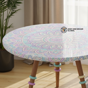 Blue Meena Design Wooden <b>Stool</b> Handcrafted <b>Round</b> Decorative Accent <b>Stool</b> Royal Blue Meena Pattern <b>Stool</b> - Product Image 2