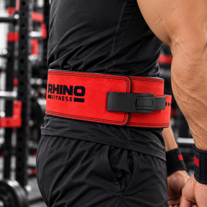 Ceinture de musculation en cuir rouge Rhino Fitness, réglable, avec soutien lombaire, protection professionnelle enveloppante, ceinture de maintien pour la taille, idéale pour la salle de sport - Product Image 3