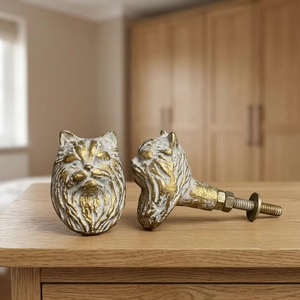Poignée de tiroir et bouton de meuble en fonte moderne et écologique en forme de tête de chat pour armoire, commode, cuisine, chambre, salle de bain, salon - Product Image 3