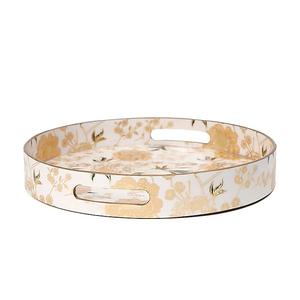 Elegante Bandeja Redonda Blanca para Servir con Estampado Floral Dorado, Plato Decorativo al por Mayor para Pedidos al por Mayor y Uso Doméstico - Product Image 2