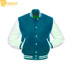 Wholesale High Quality <b>Purple</b> and White <b>Varsity</b> <b>Jacket</b> Custom Embroidery Team Letterman <b>Jacket</b> Slim Fit Baseball Coat - Product Image 1