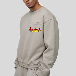 Sweat-shirts en molleton doux et lisse pour hommes, col rond, manches longues, sans capuche, vente en gros - Product Image 1