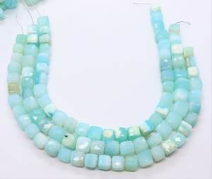 AAA Natural Peruvian <b>Opal</b> Faceted Cube Gemstone Beads 8-9 MM Peru <b>Opal</b> 3D Box Cube Beads 8 Inch Faceted Peruvian <b>Opal</b> Loose Bead - Product Image 1