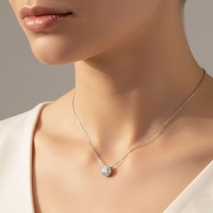 Collier solitaire en diamant rond serti de griffes 1,30 carat total - Product Image 6