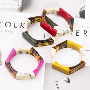 Glossy Resin Marble Wood Bangle Chunky <b>Stack</b> Daily Wear Party Festive Retro Vintage Lucite Cuff Acetate Statement <b>Bracelet</b> - Product Image 2