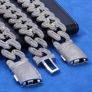 <b>Mens</b> Lab Grown Diamond 925 <b>Silver</b> Iced Out Cuban Link Bracelet Luxury Statement Chain Fashion Bracelet <b>For</b> <b>Men</b> - Product Image 4