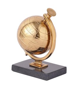 Globe Armillarier Doré Décoratif avec Socle Noir, Globe Céleste Vintage, Décoration de Bureau, Style Astrolabe Nautique Antique - Product Image 5