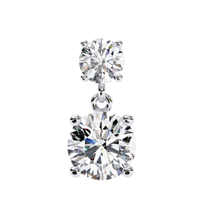 Boucles d'oreilles clous en moissanite ronde de 7 mm, 2,5 carats au total, en or massif 18 carats avec accents latéraux, alternative brillante au diamant - Product Image 3