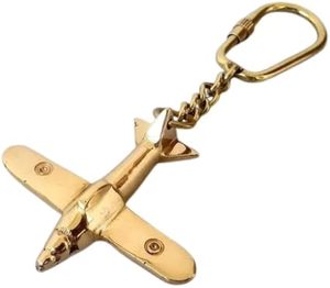 Porte-clés vintage en laiton en forme d'avion, finition or antique, porte-clés décoratif en métal pour avion nautique - Product Image 5