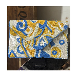 Bolso de mano con bordado bohemio elegante para mujer india, bandolera con cuentas hechas a mano para compras nocturnas, fiesta, cierre de cremallera - Product Image 5