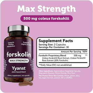 High quality Forskolin Max Strength Forskohlii Root Extract Supports <b>Metabolism</b> Weight Management & energy boost - Product Image 4
