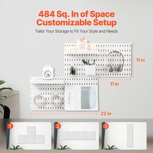 11\" X 11\" Plastic <b>Pegboard</b> Combination Kit 4 Panels Garage Tool Wall Organizer Easy Access Wall Storage <b>Accessories</b> - Product Image 4