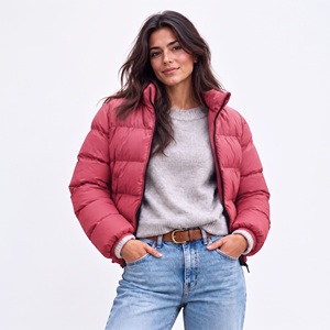 Chaqueta acolchada azul cobalto, personalizada OEM, abrigo de burbujas cálido para invierno, con cremallera completa, ropa exterior informal, fabricante y proveedor. - Product Image 5
