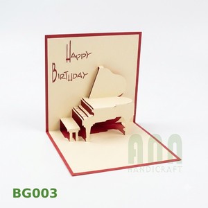 Cartes de vœux 3D pop-up personnalisées ANN HANDICRAFT Piano Anniversaire Thanksgiving, impression 4 couleurs, découpe, vernissage mat BG003 - Product Image 4