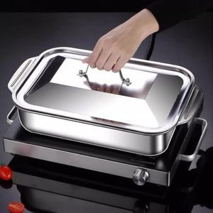 Stainless Steel Serving Tray with Lid Deep Heavy Duty Buffet Hotel Pan, Food Grade Steam <b>Table</b> Pan - Product Image 3