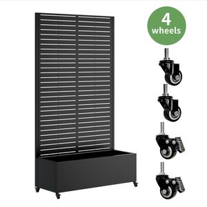 Metal <b>Planter</b> Box Trellis 4 Wheels Raised Garden Bed Privacy <b>Screen</b> for Climbing Plants Vegetables Vines Flower Pots <b>Planters</b> - Product Image 6